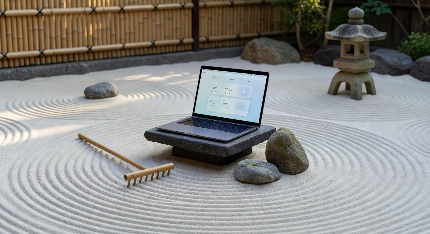 禅庭とノートパソコン